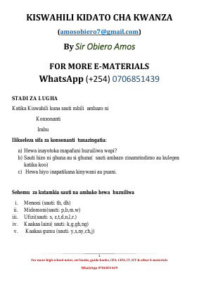 FORM ONE KISWAHILI NOTES (1).pdf